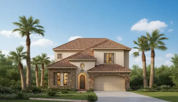 Tuscan house plans 19-882 - front exterior, 3,391 sq ft, 3 bed, 3 bath house plans | Monster House Plans