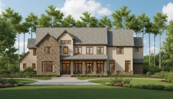 Traditional house plans 19-886 - front exterior, 6,072 sq ft, 5 bed, 5 bath house plans | Monster House Plans