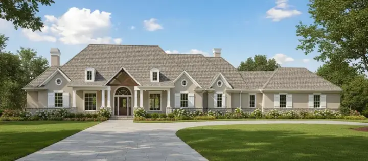 French Country house plans 19-887 - front exterior, 2,930 sq ft, 4 bed, 3 bath house plans | Monster House Plans
