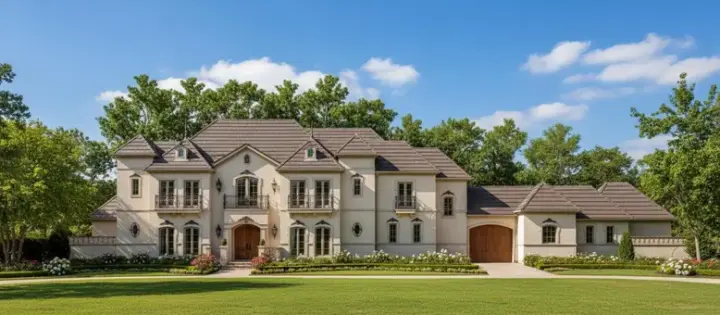 European house plans 19-895 - front exterior, 6,158 sq ft, 5 bed, 5 bath house plans | Monster House Plans
