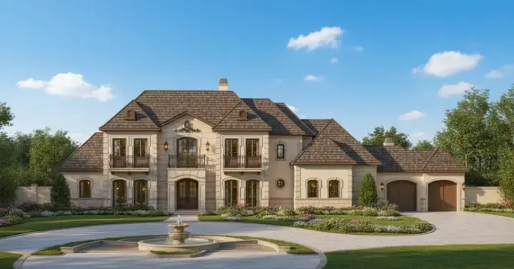European house plans 19-896 - front exterior, 7,258 sq ft, 5 bed, 5 bath house plans | Monster House Plans