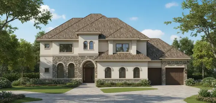 Tuscan house plans 19-913 - front exterior, 4,680 sq ft, 5 bed, 3 bath house plans | Monster House Plans