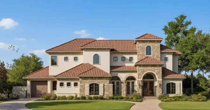 Tuscan house plans 19-917 - front exterior, 5,010 sq ft, 3 bed, 4 bath house plans | Monster House Plans