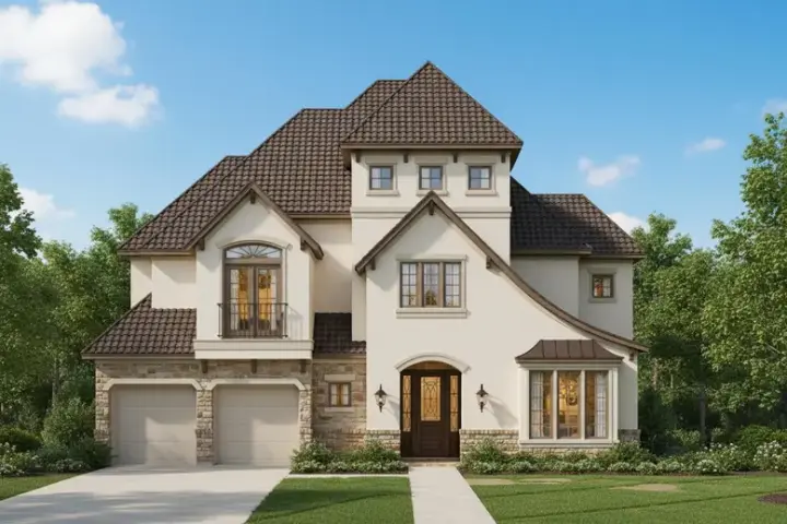 French Country house plans 19-930 - front exterior, 3,611 sq ft, 3 bed, 3 bath house plans | Monster House Plans