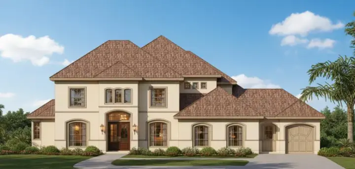 Mediterranean house plans 19-935 - front exterior, 4,184 sq ft, 4 bed, 4 bath house plans | Monster House Plans
