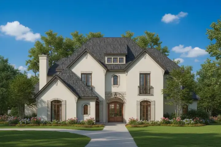 French Country house plans 19-944 - front exterior, 3,883 sq ft, 4 bed, 3 bath house plans | Monster House Plans