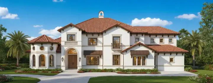 Mediterranean house plans 19-950 - front exterior, 4,760 sq ft, 5 bed, 4 bath house plans | Monster House Plans