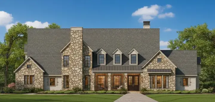 Country house plans 19-958 - front exterior, 6,525 sq ft, 4 bed, 4 bath house plans | Monster House Plans