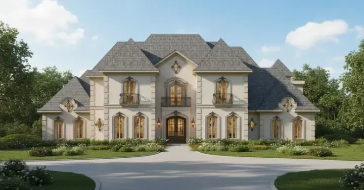 European house plans 19-964 - front exterior, 4,926 sq ft, 4 bed, 3 bath house plans | Monster House Plans