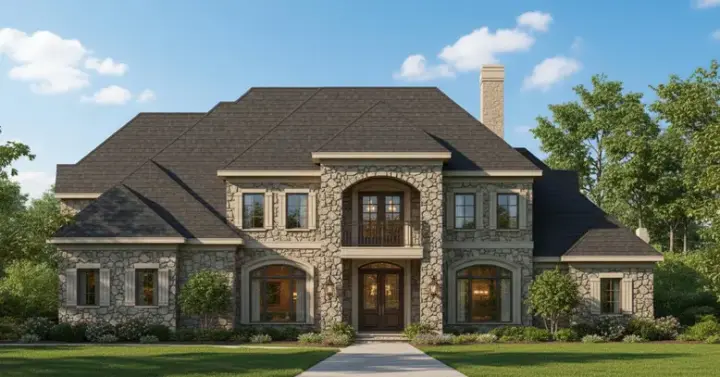 French Country house plans 19-965 - front exterior, 4,722 sq ft, 0 bed, 4 bath house plans | Monster House Plans