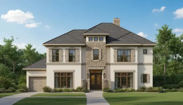 French Country house plans 19-974 - front exterior, 4,317 sq ft, 4 bed, 4 bath house plans | Monster House Plans