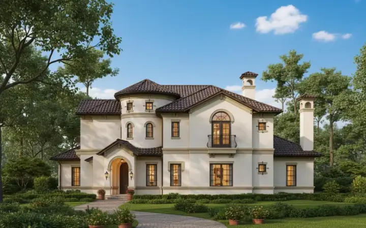 Mediterranean house plans 19-984 - front exterior, 4,487 sq ft, 4 bed, 4 bath house plans | Monster House Plans