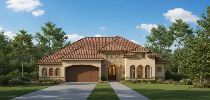 Mediterranean house plans 19-987 - front exterior, 4,565 sq ft, 4 bed, 3 bath house plans | Monster House Plans