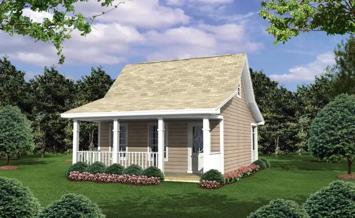 Country house plans 2-106 - front exterior, 400 sq ft, 1 bed, 1 bath house plans | Monster House Plans