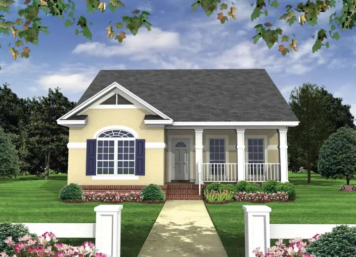 Country house plans 2-118 - front exterior, 1,100 sq ft, 2 bed, 2 bath house plans | Monster House Plans