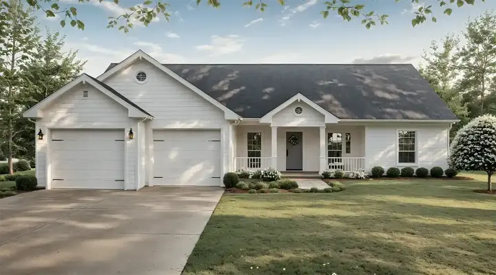 Ranch house plans 2-124 - front exterior, 1,400 sq ft, 3 bed, 2 bath house plans | Monster House Plans