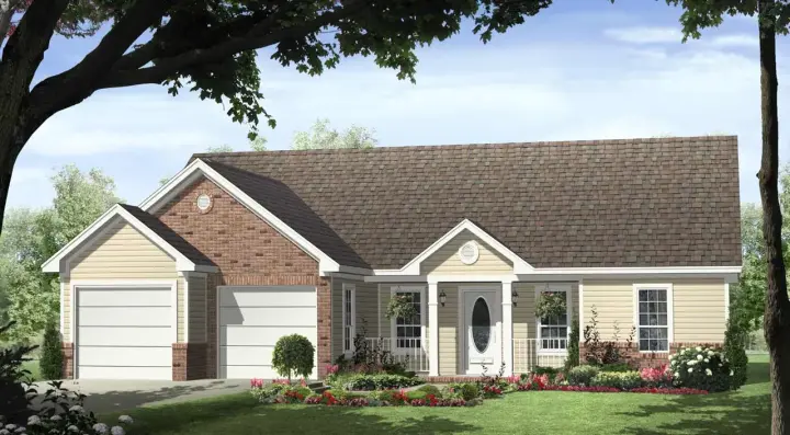 Traditional house plans 2-126 - front exterior, 1,402 sq ft, 3 bed, 2 bath house plans | Monster House Plans