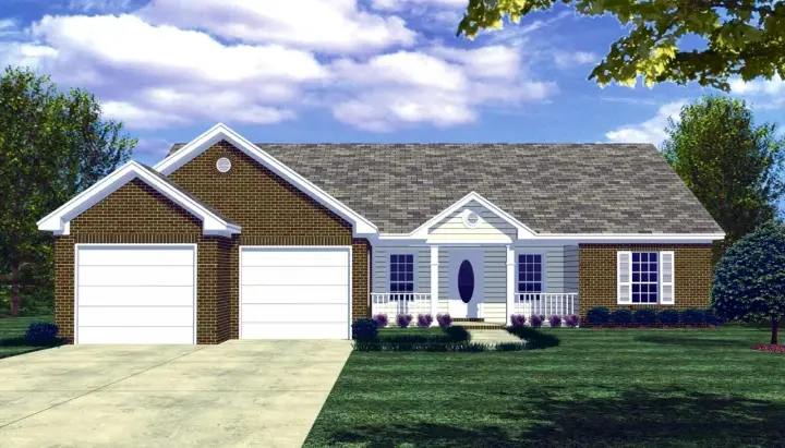 Ranch house plans 2-127 - front exterior, 1,426 sq ft, 3 bed, 2 bath house plans | Monster House Plans