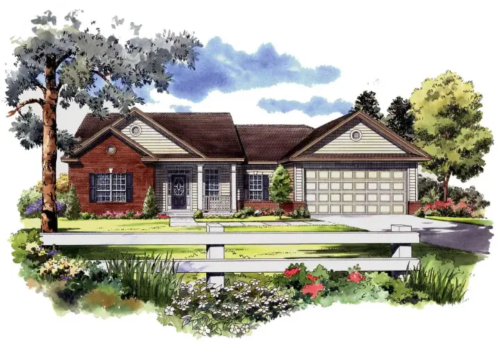Traditional house plans 2-133 - front exterior, 1,502 sq ft, 3 bed, 2 bath house plans | Monster House Plans