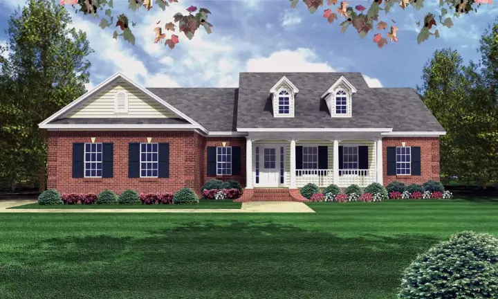 Southern house plans 2-138 - front exterior, 1,508 sq ft, 3 bed, 2 bath house plans | Monster House Plans