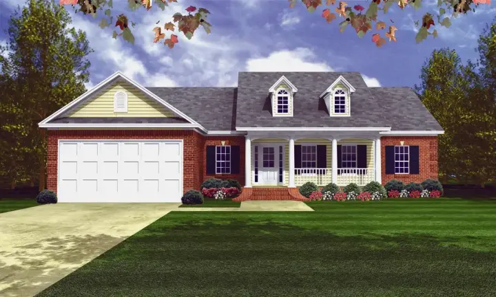 Southern house plans 2-139 - front exterior, 1,509 sq ft, 3 bed, 2 bath house plans | Monster House Plans