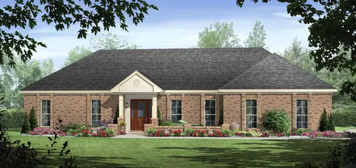 Traditional house plans 2-141 - front exterior, 1,570 sq ft, 3 bed, 2 bath house plans | Monster House Plans