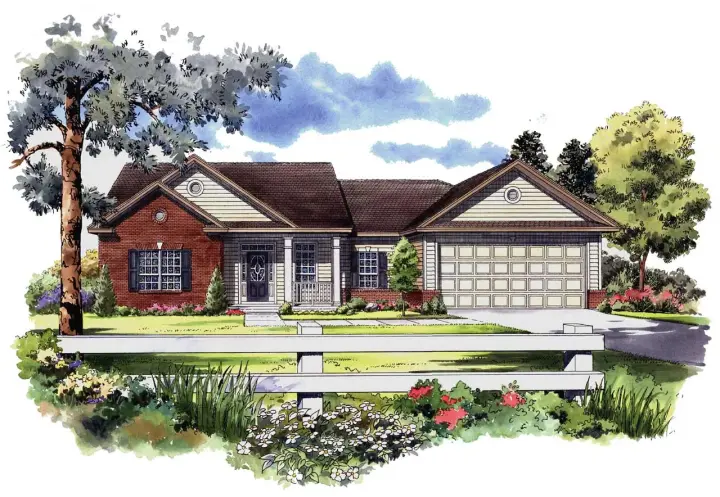 Country house plans 2-142 - front exterior, 1,600 sq ft, 3 bed, 2 bath house plans | Monster House Plans