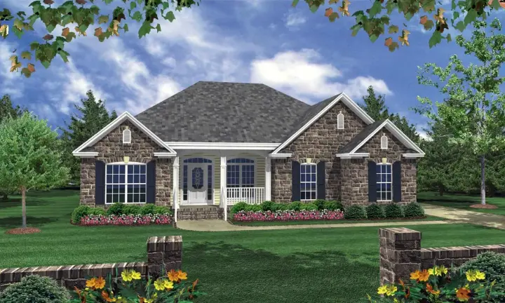 Traditional house plans 2-151 - front exterior, 1,610 sq ft, 3 bed, 2 bath house plans | Monster House Plans