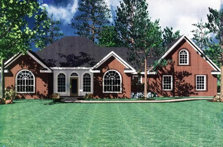 European house plans 2-153 - front exterior, 1,638 sq ft, 3 bed, 2 bath house plans | Monster House Plans