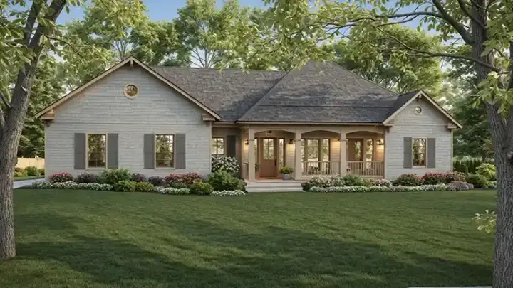 Southern house plans 2-164 - front exterior, 1,751 sq ft, 3 bed, 2 bath house plans | Monster House Plans