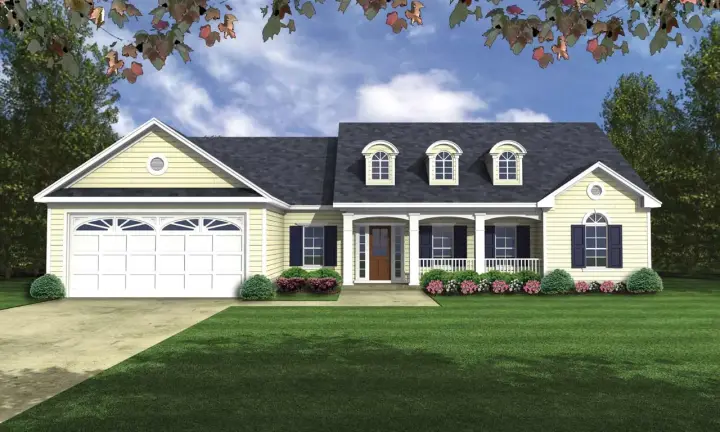 Southern house plans 2-166 - front exterior, 1,752 sq ft, 3 bed, 2 bath house plans | Monster House Plans