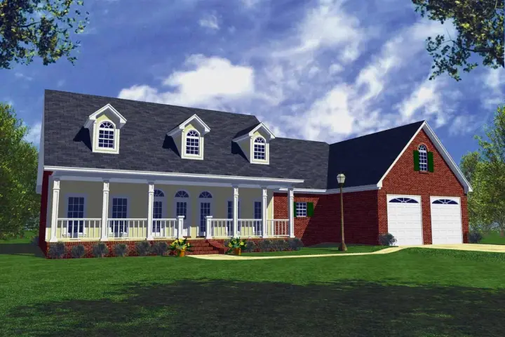 Southern house plans 2-174 - front exterior, 1,800 sq ft, 3 bed, 2 bath house plans | Monster House Plans