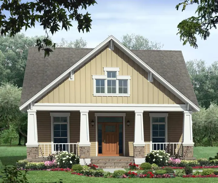 Bungalow house plans 2-176 - front exterior, 1,800 sq ft, 3 bed, 2 bath house plans | Monster House Plans