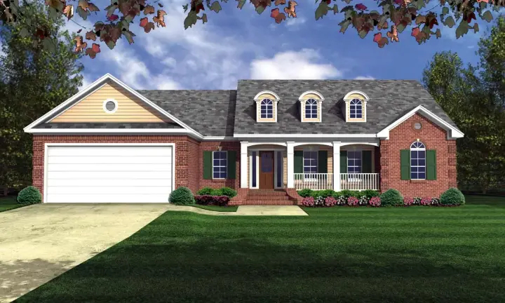 Southern house plans 2-184 - front exterior, 1,865 sq ft, 3 bed, 2 bath house plans | Monster House Plans