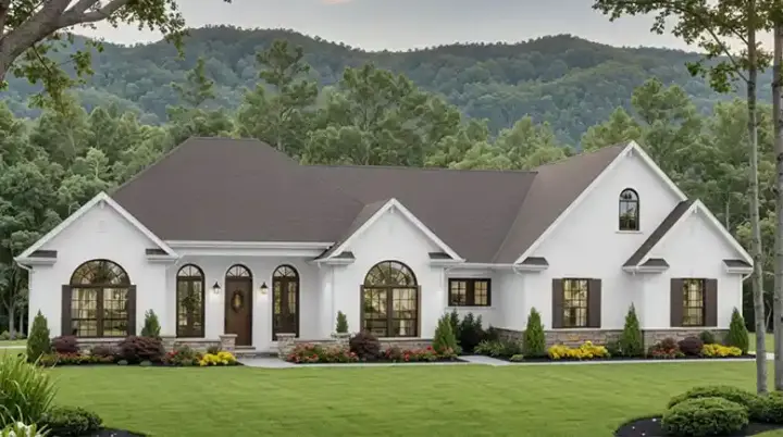 European house plans 2-194 - front exterior, 1,955 sq ft, 3 bed, 2 bath house plans | Monster House Plans