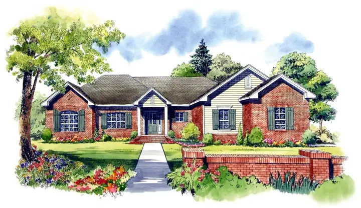 Traditional house plans 2-199 - front exterior, 2,000 sq ft, 3 bed, 2 bath house plans | Monster House Plans