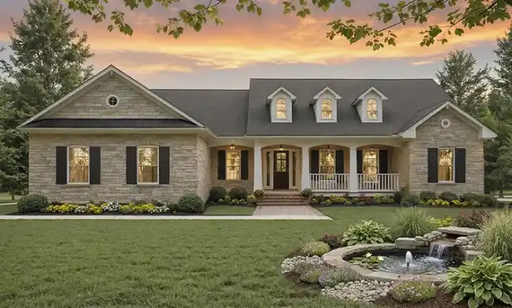 Southern house plans 2-205 - front exterior, 2,000 sq ft, 4 bed, 2 bath house plans | Monster House Plans