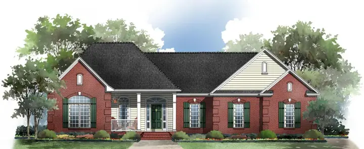 Traditional house plans 2-210 - front exterior, 2,005 sq ft, 3 bed, 2 bath house plans | Monster House Plans