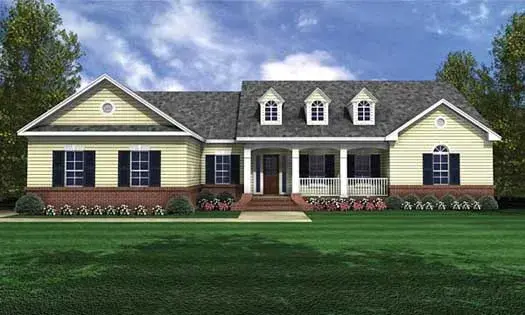 Southern house plans 2-214 - front exterior, 2,019 sq ft, 3 bed, 2 bath house plans | Monster House Plans