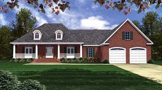 Southern house plans 2-218 - front exterior, 2,024 sq ft, 3 bed, 2 bath house plans | Monster House Plans