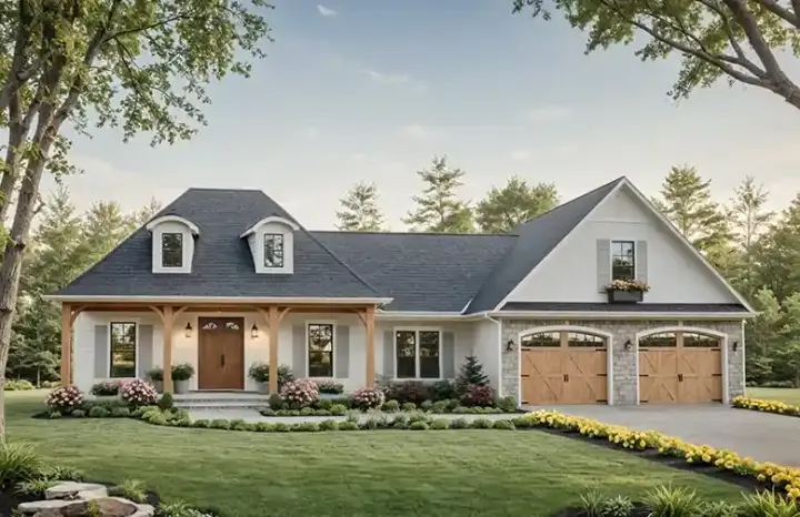 European house plans 2-220 - front exterior, 2,060 sq ft, 3 bed, 2 bath house plans | Monster House Plans