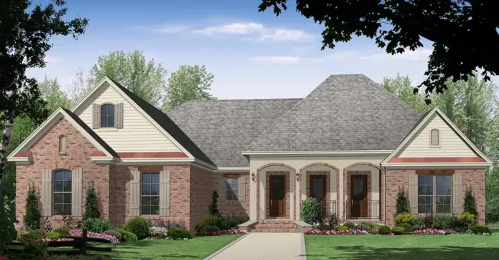 European house plans 2-228 - front exterior, 2,200 sq ft, 3 bed, 2 bath house plans | Monster House Plans