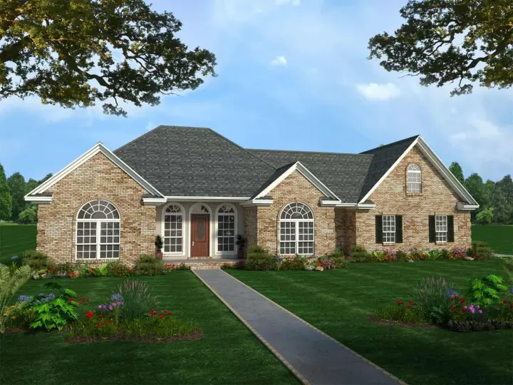 European house plans 2-231 - front exterior, 2,207 sq ft, 3 bed, 2 bath house plans | Monster House Plans