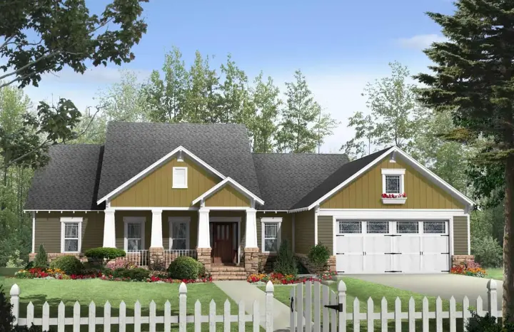 Craftsman house plans 2-263 - front exterior, 1,924 sq ft, 3 bed, 2 bath house plans | Monster House Plans
