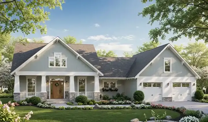 Craftsman house plans 2-264 - front exterior, 2,108 sq ft, 3 bed, 2 bath house plans | Monster House Plans