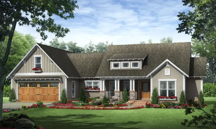 Craftsman house plans 2-268 - front exterior, 1,800 sq ft, 3 bed, 2 bath house plans | Monster House Plans