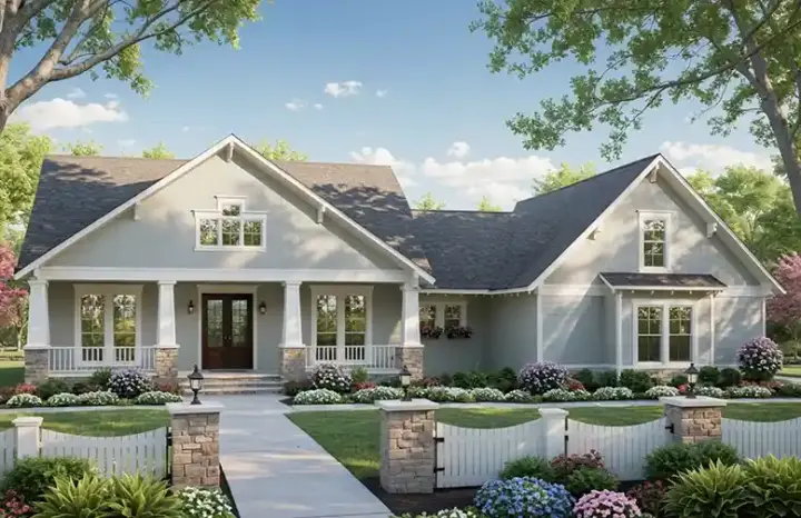 Craftsman house plans 2-284 - front exterior, 2,400 sq ft, 4 bed, 2 bath house plans | Monster House Plans