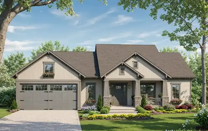 Craftsman house plans 2-295 - front exterior, 1,853 sq ft, 3 bed, 2 bath house plans | Monster House Plans