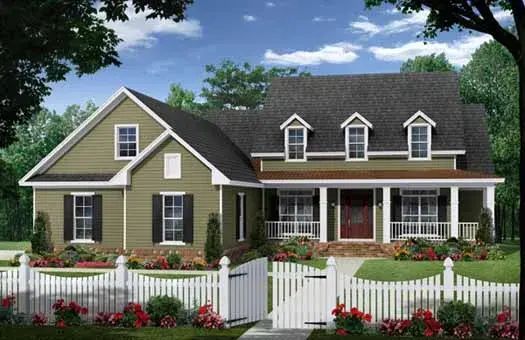 Country house plans 2-298 - front exterior, 2,255 sq ft, 4 bed, 2 bath house plans | Monster House Plans