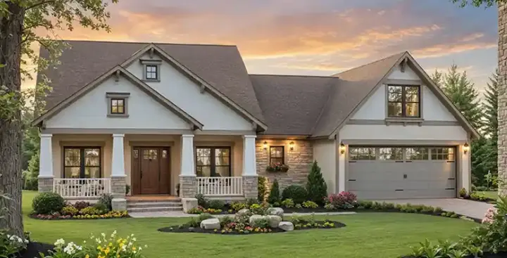 Craftsman house plans 2-306 - front exterior, 1,816 sq ft, 3 bed, 2 bath house plans | Monster House Plans